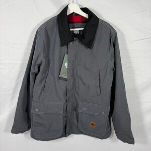 Buffalo Outdoors Workwear Canvas Gray Work Chore Barn Coat Jacket Sz L Patches